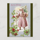 1916サンタinピンクのコートと木 シーズンポストカード (正面)