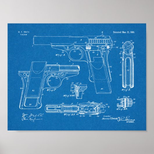 1916スミスガン特許美術スケッチプリント ポスター (正面)