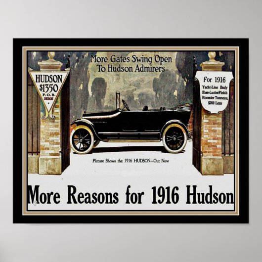 1916ハドソン自動車広告 ポスター (正面)