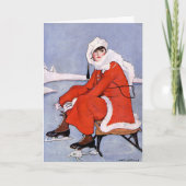 1916ヴィンテージファッショナブル女性アイススケーター カード (正面)