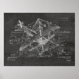 1916ヴィンテージ飛行機特許スケッチプリント ポスター