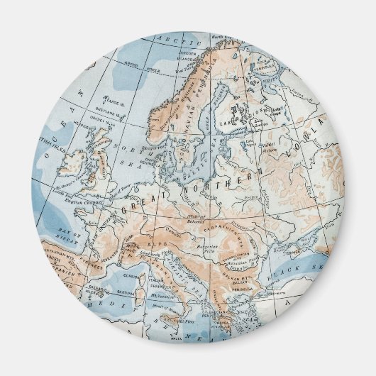 1916年のヨーロッパ地形図 マグネット (正面)