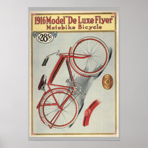 1916年のヴィンテージの赤い自転車の雑誌の広告の芸術のプリント ポスター