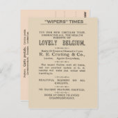 1916年のWipers Timesからのファクシミリ抽出 ポストカード (正面/裏面)