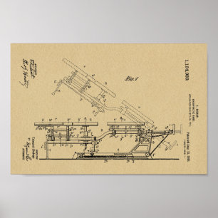 1916 Vintage Chiropractic Table Patent Art Print ポスター