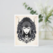 1917ヴィンテージエレガントロシアのアールヌーボー女性pos ポストカード (スタンド正面)