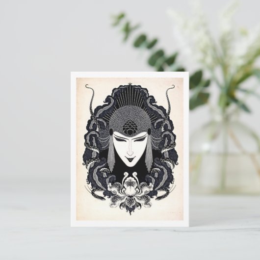 1917ヴィンテージエレガントロシアのアールヌーボー女性pos ポストカード (スタンド正面)