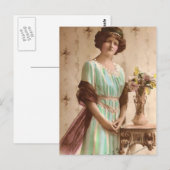 1917年のビクトリア朝の女性と花瓶 ポストカード (正面/裏面)