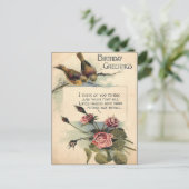 1917年のヴィンテージ誕生日グリーティング 薔薇 ポストカード (スタンド正面)