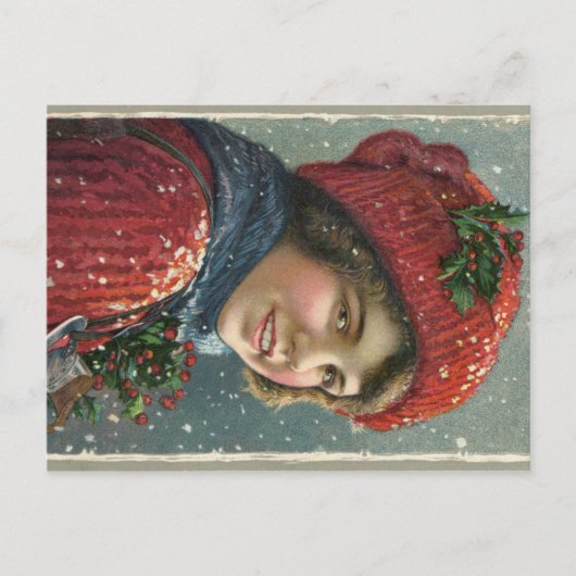 1917年の冬のジョイ女性のリトグラフ ポストカード (正面)