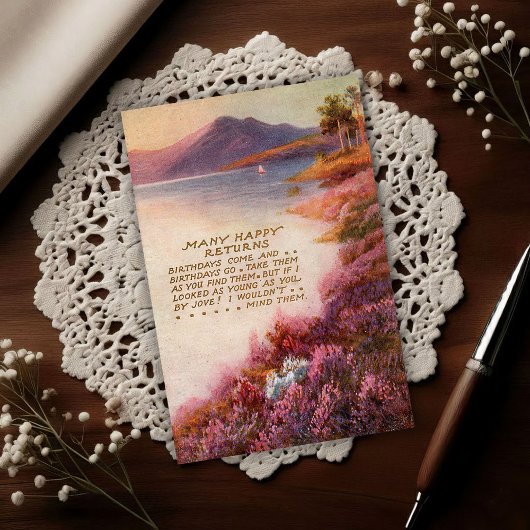 1917年の湖水地方のヴィンテージ誕生日 ポストカード