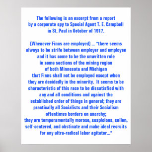 1917年の米国フィンランド労働問題に関する報告書 ポスター