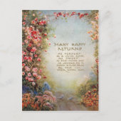 1917年ヴィンテージ花柄の誕生日グリーティング ポストカード (正面)