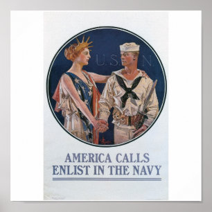 1917年頃の旧海軍採用ポスター ポスター