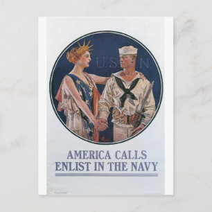 1917年頃古い海軍募集ポスター ポストカード