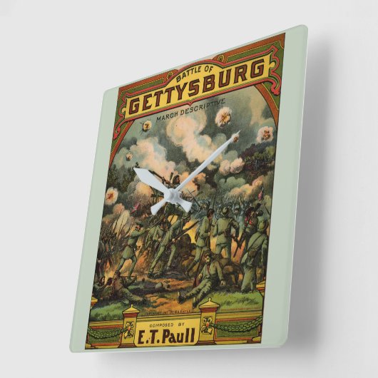 1917楽譜カバーゲティスバーグの戦い スクエア壁時計 (傾斜)