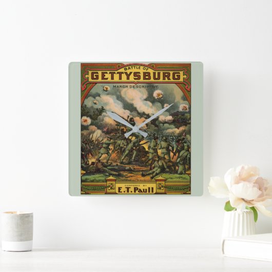 1917楽譜カバーゲティスバーグの戦い スクエア壁時計 (ホーム)