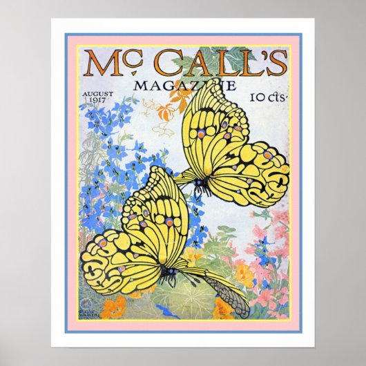 1917 McCall's Butterfly Magazine Cover 16x20 ポスター (正面)