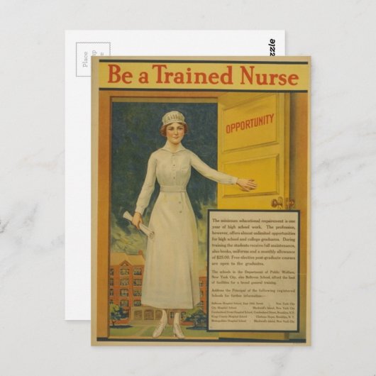 1917 WWIポスターは訓練されたナース ポストカード (正面/裏面)