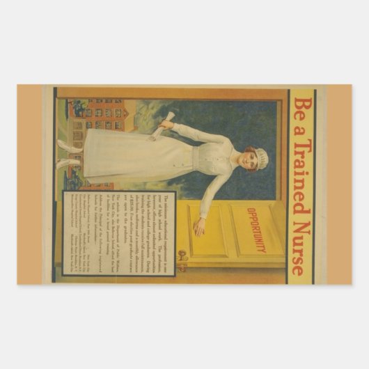 1917 WWI Poster Be A Trainingナース – 看護学校 長方形シール (正面)