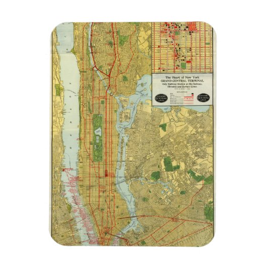 1918ニューヨーク中央鉄道地図 マグネット (縦)