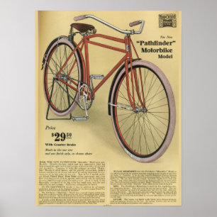 1918ヴィンテージパスファインダー自転車広告アートポスター ポスター