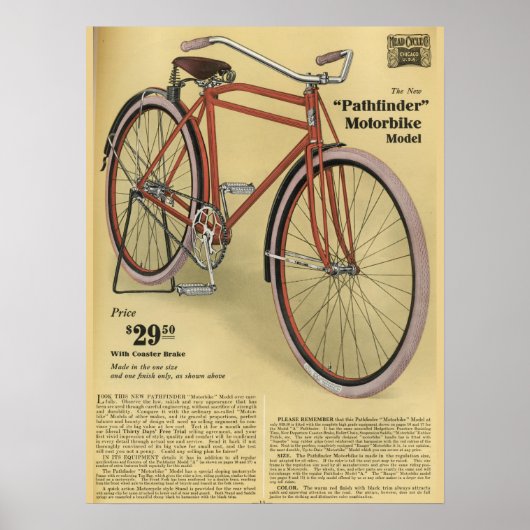 1918ヴィンテージパスファインダー自転車広告アートポスター ポスター (正面)