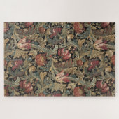 1918ヴィンテージリッチフローラタペストリーBrocadeダマスク ジグソーパズル (横)