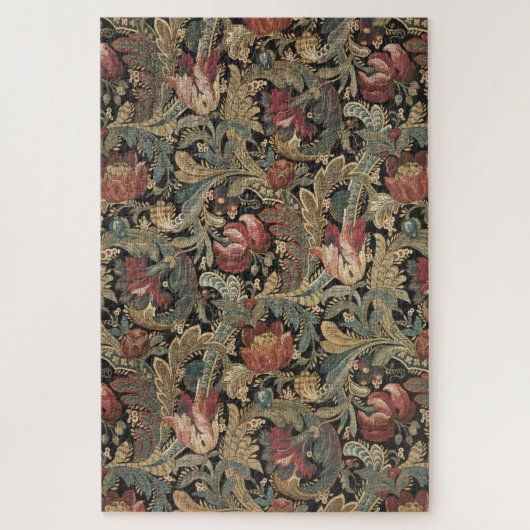 1918ヴィンテージリッチフローラタペストリーBrocadeダマスク ジグソーパズル (縦)
