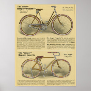 1918ヴィンテージレンジャー自転車広告アートポスター ポスター