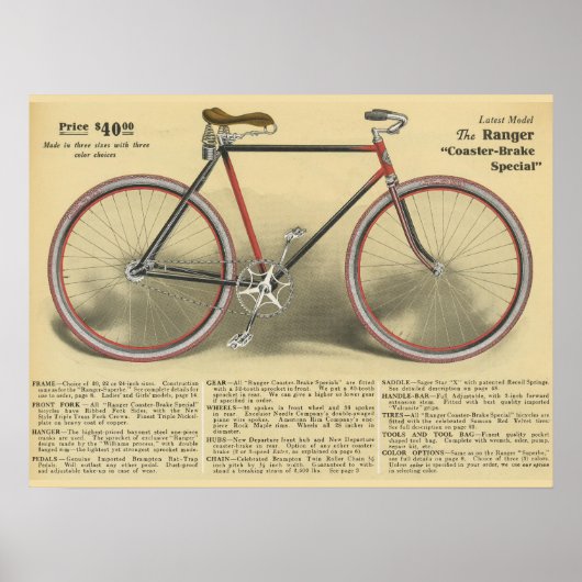 1918ヴィンテージレンジャー自転車広告アートポスター ポスター (正面)