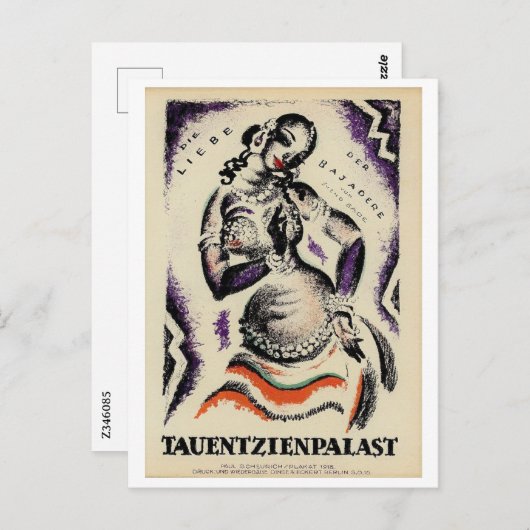 1918年の映画『バヤデーレの愛』 ポストカード (正面/裏面)