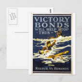 1918年救済世界大戦ストップ1年の勝利の絆 ポストカード (正面/裏面)