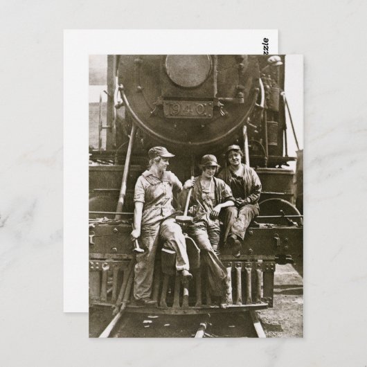 1918年 第一次世界大戦 女性機関整備士 ポストカード (正面/裏面)