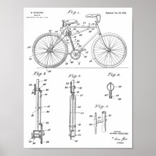1918鎖のない自転車のデザインパテントの芸術のプリント ポスター
