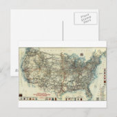 1918 AAA大陸航路の一般地図 ポストカード (正面/裏面)