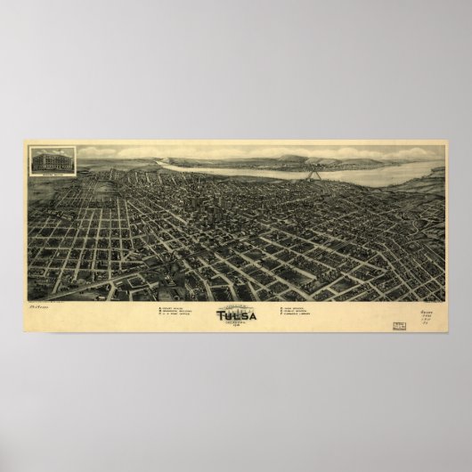 1918 Tulsa, OK Bird's-eye viewパノラママップ ポスター (正面)