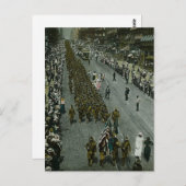 1918 WWI Parade New York City魔法ランタンスライド ポストカード (正面/裏面)