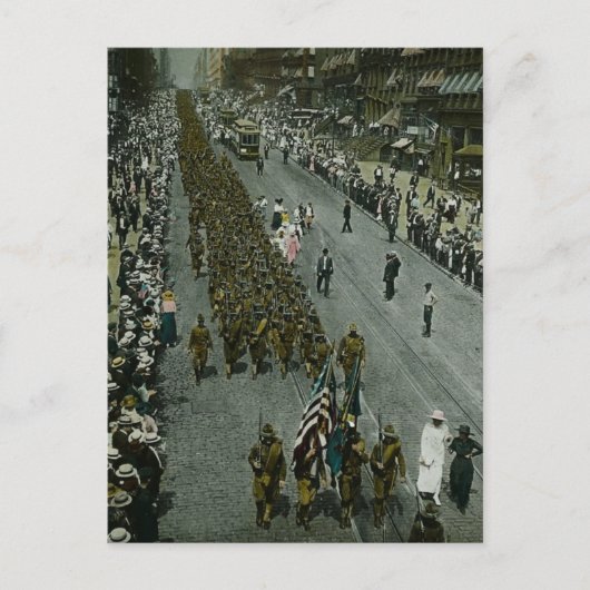 1918 WWI Parade New York City魔法ランタンスライド ポストカード (正面)