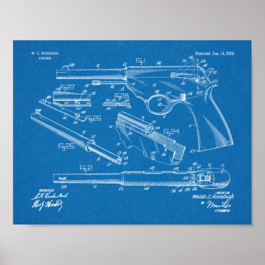 1919ガンオートパテントアートスケッチプリント ポスター (正面)