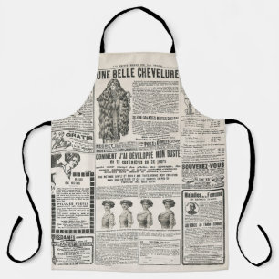 1919パリファッション:アンティーク新聞ページ エプロン