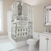 1919パリファッション:アンティーク新聞ページ シャワーカーテン (インサイチュ)