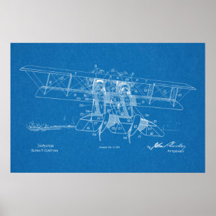 1919二機飛行機特許スケッチプリント ポスター