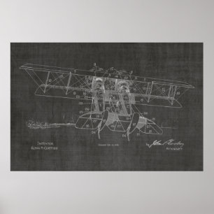1919二機飛行機特許スケッチプリント ポスター