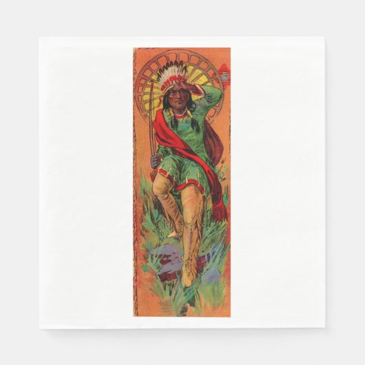 1919先住民アメリカインディアンイラストレーション スタンダードランチョンナプキン (正面)