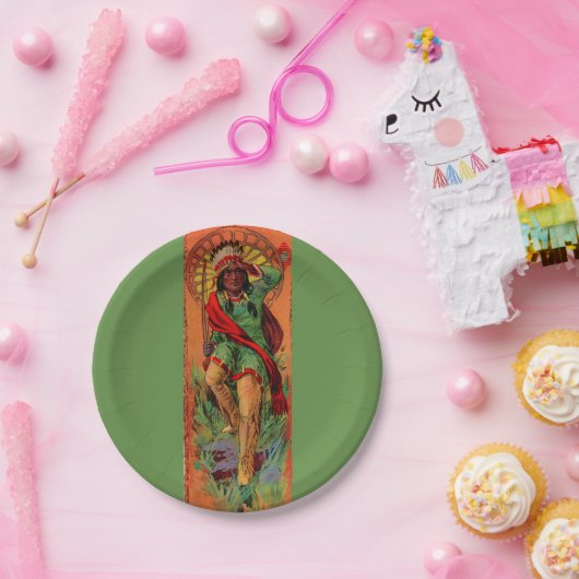 1919原産のアメリカインディアンのイラストレーション ペーパープレート (パーティー)