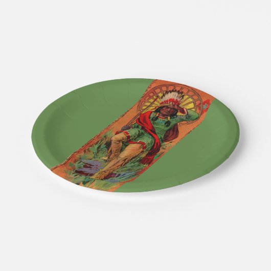 1919原産のアメリカインディアンのイラストレーション ペーパープレート (アングル)