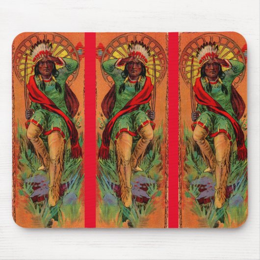 1919原産のアメリカインディアンのイラストレーション マウスパッド (正面)