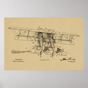 1919年航空機二機特許スケッチ美術プリント ポスター