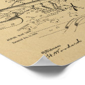 1919年軍用飛行機特許スケッチプリント ポスター (角)